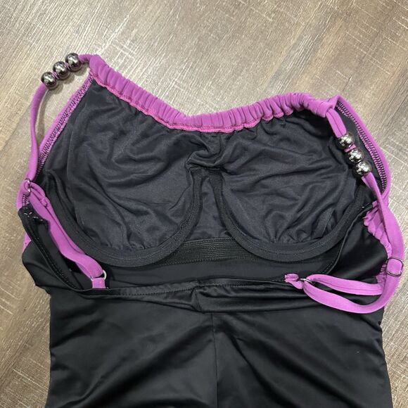 Magicsuit Lisa One Piece Swimsuit Size 10 Pink Purple Black Underwire Beaded - Picture 3 of 7